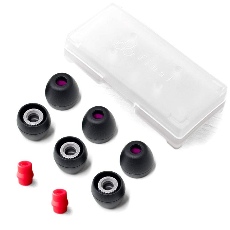 Final Audio Black+Black/Red Silicone Type E Eartips kit with Case and Nozzle Adaptor Compatible with 1More, AKG, Audio-Technica, Beats by Dre, Campfire Audio, Empire Ears, Shure, Sony, Westone (X-Sm) - Image 1